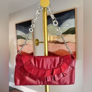 White House Black Market Ruffle Red Bag